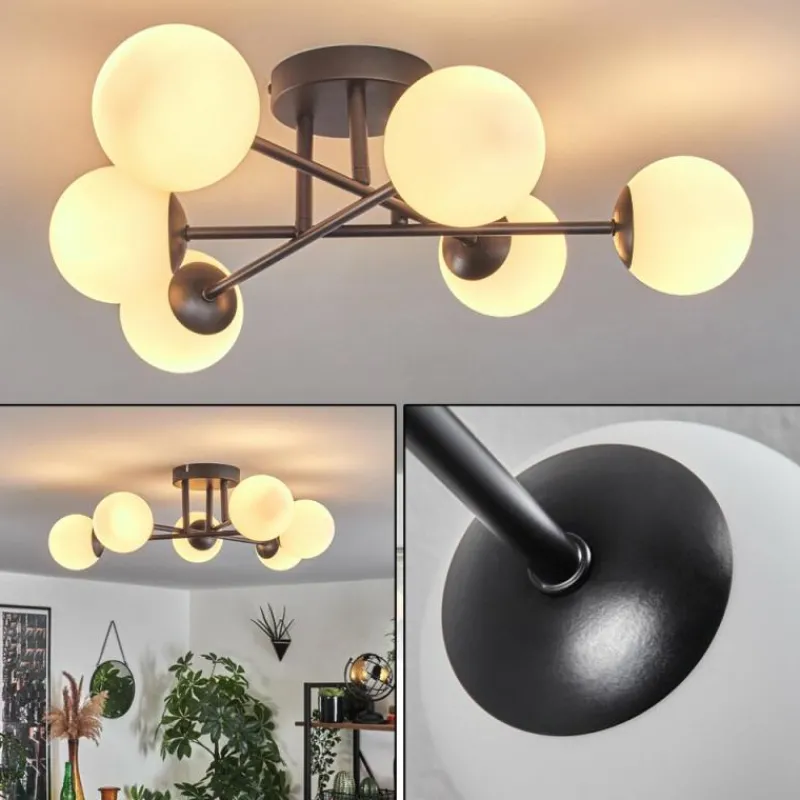 hofstein Plafonnier - Verre 10 cm Chehalis Blanc, 6 lumières