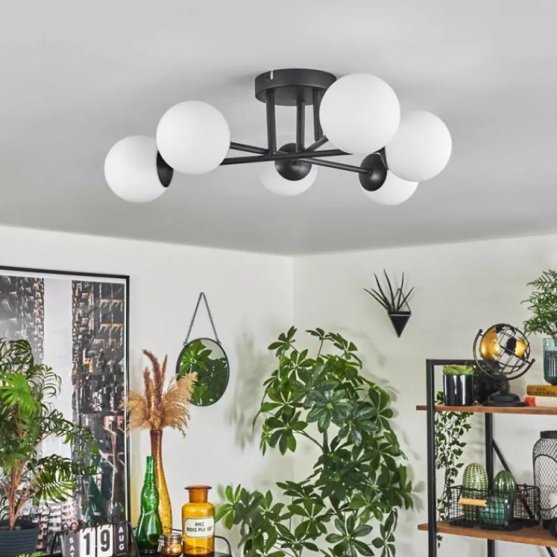 hofstein Plafonnier - Verre 10 cm Chehalis Blanc, 6 lumières