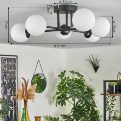 hofstein Plafonnier - Verre 10 cm Chehalis Blanc, 6 lumières