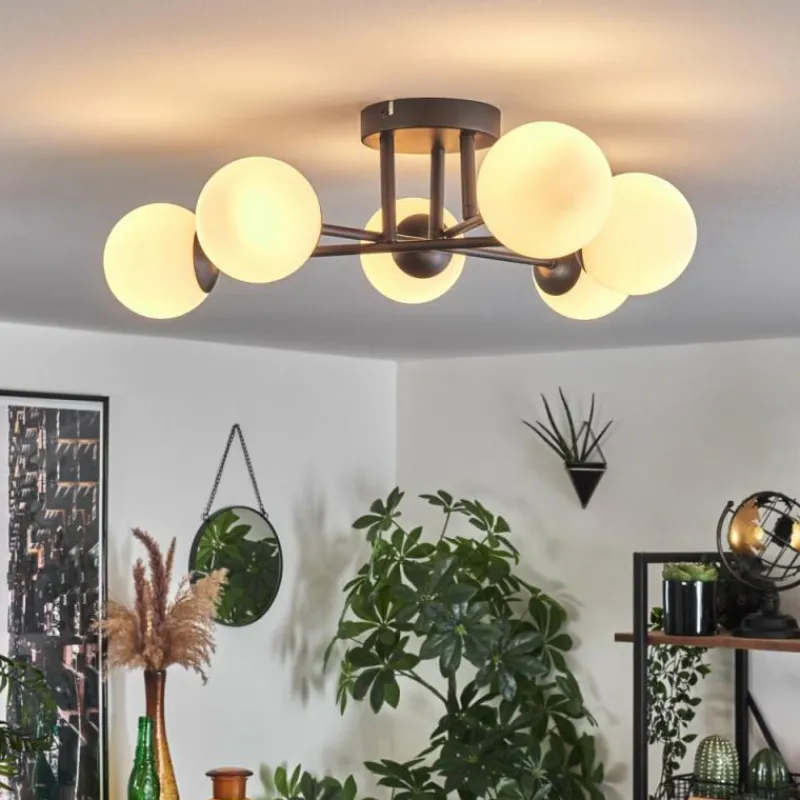 hofstein Plafonnier - Verre 10 cm Chehalis Blanc, 6 lumières