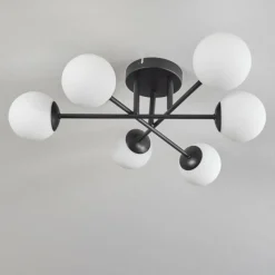 hofstein Plafonnier - Verre 10 cm Chehalis Blanc, 6 lumières