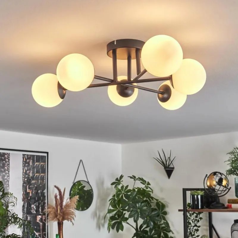 hofstein Plafonnier - Verre 10 cm Chehalis Blanc, 6 lumières