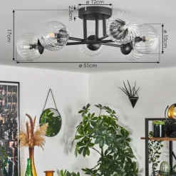 hofstein Plafonnier - Verre 10 cm Chehalis Clair, 6 lumières