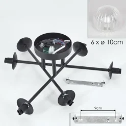 hofstein Plafonnier - Verre 10 cm Chehalis Clair, 6 lumières