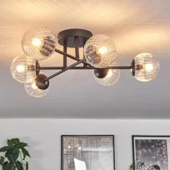 hofstein Plafonnier - Verre 10 cm Chehalis Clair, 6 lumières