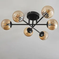 hofstein Plafonnier - Verre 10 cm Chehalis Ambre, 6 lumières