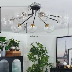 Lampes Dorées-hofstein Plafonnier - Verre 15 cm Chehalis Or, Noir, 8 lumières