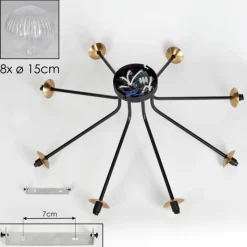 Lampes Dorées-hofstein Plafonnier - Verre 15 cm Chehalis Or, Noir, 8 lumières