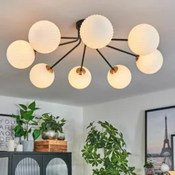 Lampes Dorées-hofstein Plafonnier - Verre 15 cm Chehalis Or, Noir, 8 lumières