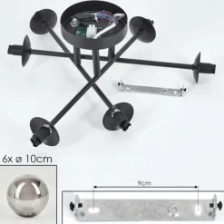 hofstein Plafonnier - Verre 10 cm Chehalis Fumé, 6 lumières