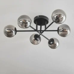 hofstein Plafonnier - Verre 10 cm Chehalis Fumé, 6 lumières