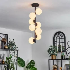 hofstein Plafonnier - Verre 10 cm Chehalis Blanc, 8 lumières