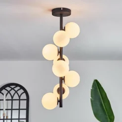 hofstein Plafonnier - Verre 10 cm Chehalis Blanc, 8 lumières