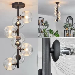 hofstein Plafonnier - Verre 12 cm Chehalis Clair, 8 lumières