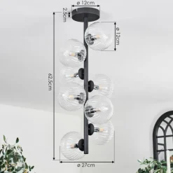 hofstein Plafonnier - Verre 12 cm Chehalis Clair, 8 lumières