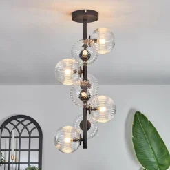 hofstein Plafonnier - Verre 12 cm Chehalis Clair, 8 lumières