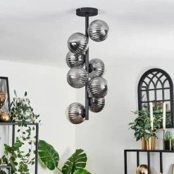 Suspension Verre Fumé-hofstein Plafonnier - Verre 12 cm Chehalis Fumé, 8 lumières