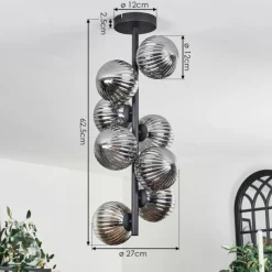 Suspension Verre Fumé-hofstein Plafonnier - Verre 12 cm Chehalis Fumé, 8 lumières