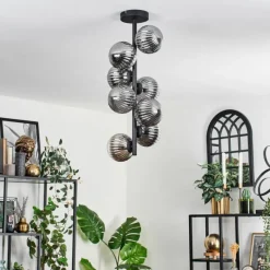 Suspension Verre Fumé-hofstein Plafonnier - Verre 12 cm Chehalis Fumé, 8 lumières