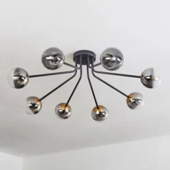 Lampes Dorées-hofstein Plafonnier - Verre 10 cm Chehalis Or, Noir, 8 lumières