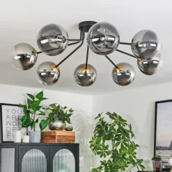 Lampes Dorées-hofstein Plafonnier - Verre 15 cm Chehalis Or, Noir, 8 lumières