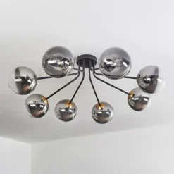 Lampes Dorées-hofstein Plafonnier - Verre 15 cm Chehalis Or, Noir, 8 lumières