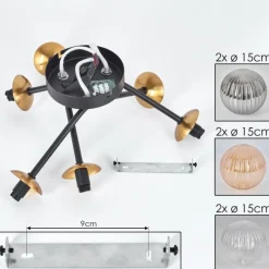 Lampes Dorées-hofstein Plafonnier - Verre 15 cm Chehalis Or, Noir, 6 lumières