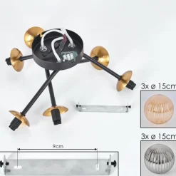 Lampes Dorées-hofstein Plafonnier - Verre 15 cm Chehalis Or, Noir, 6 lumières