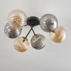 Lampes Dorées-hofstein Plafonnier - Verre 15 cm Chehalis Or, Noir, 6 lumières