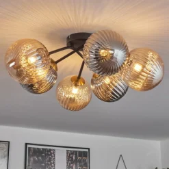 Lampes Dorées-hofstein Plafonnier - Verre 15 cm Chehalis Or, Noir, 6 lumières