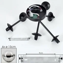 hofstein Plafonnier - Verre 15 cm Chehalis Clair, Fumé, 6 lumières