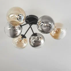 hofstein Plafonnier - Verre 15 cm Chehalis Ambre, Clair, Fumé, 6 lumières