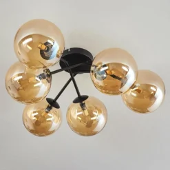 hofstein Plafonnier - Verre 15 cm Chehalis Ambre, 6 lumières