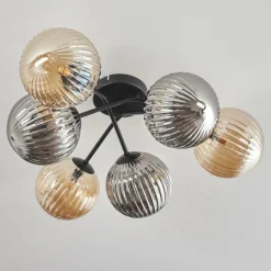 Suspension Verre Fumé-hofstein Plafonnier - Verre 15 cm Chehalis Ambre, Fumé, 6 lumières