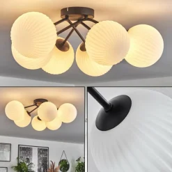 hofstein Plafonnier - Verre 15 cm Chehalis Blanc, 6 lumières