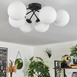 hofstein Plafonnier - Verre 15 cm Chehalis Blanc, 6 lumières