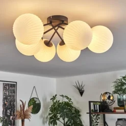 hofstein Plafonnier - Verre 15 cm Chehalis Blanc, 6 lumières