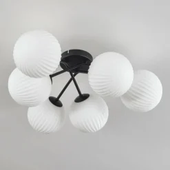 hofstein Plafonnier - Verre 15 cm Chehalis Blanc, 6 lumières