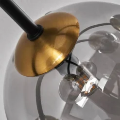 Lampes Art Déco-hofstein Plafonnier - Verre 15 cm Chehalis Or, Noir, 6 lumières