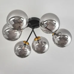 Lampes Art Déco-hofstein Plafonnier - Verre 15 cm Chehalis Or, Noir, 6 lumières