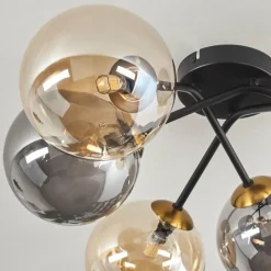 Lampes Art Déco-hofstein Plafonnier - Verre 15 cm Chehalis Or, Noir, 6 lumières