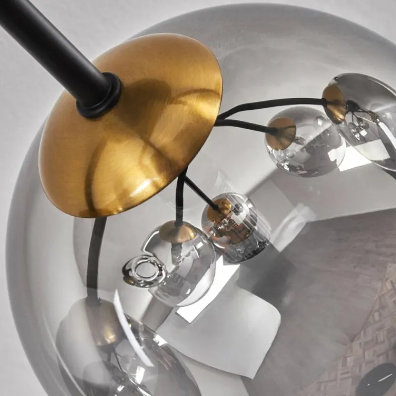 Lampes Art Déco-hofstein Plafonnier - Verre 15 cm Chehalis Or, Noir, 6 lumières