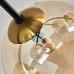 Lampes Art Déco-hofstein Plafonnier - Verre 15 cm Chehalis Or, Noir, 6 lumières