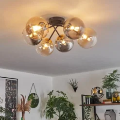 Lampes Art Déco-hofstein Plafonnier - Verre 15 cm Chehalis Or, Noir, 6 lumières