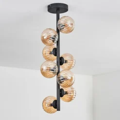 hofstein Plafonnier - Verre 10 cm Chehalis Ambre, 8 lumières