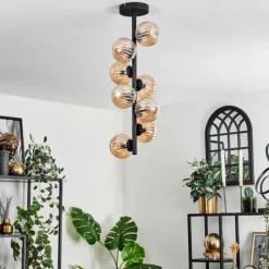 hofstein Plafonnier - Verre 10 cm Chehalis Ambre, 8 lumières