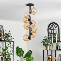 hofstein Plafonnier - Verre 12 cm Chehalis Ambre, 8 lumières