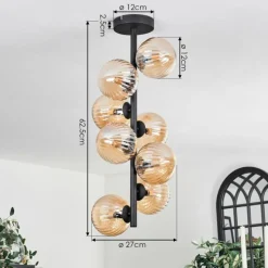 hofstein Plafonnier - Verre 12 cm Chehalis Ambre, 8 lumières