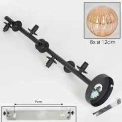 hofstein Plafonnier - Verre 12 cm Chehalis Ambre, 8 lumières