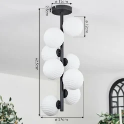 hofstein Plafonnier - Verre 12 cm Chehalis Blanc, 8 lumières